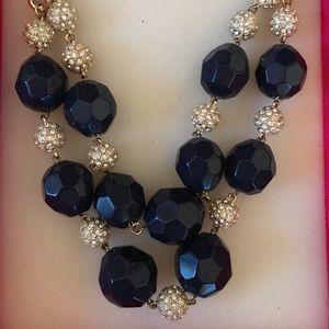 Lilly Pulitzer navy and gold necklace and box.